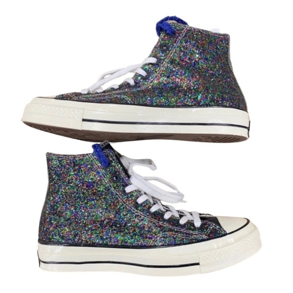 CONVERSE x JW ANDERSON collab multicolor colorblock glitter All Star sneakers 11 - Picture 8 of 10